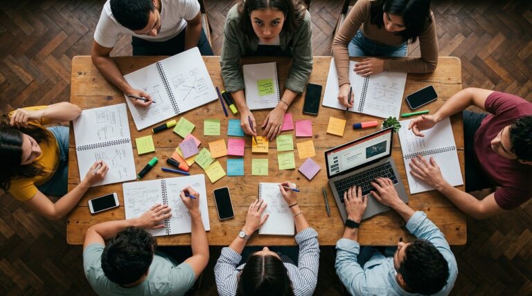 Krizni PR plan šablon i krizni tim na sastanku za stolom